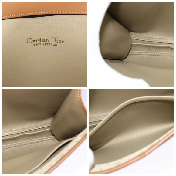 Christian Dior Honeycomb Canvas Hand Bag PVC Leather Beige Auth 110505 - Picture 15 of 16